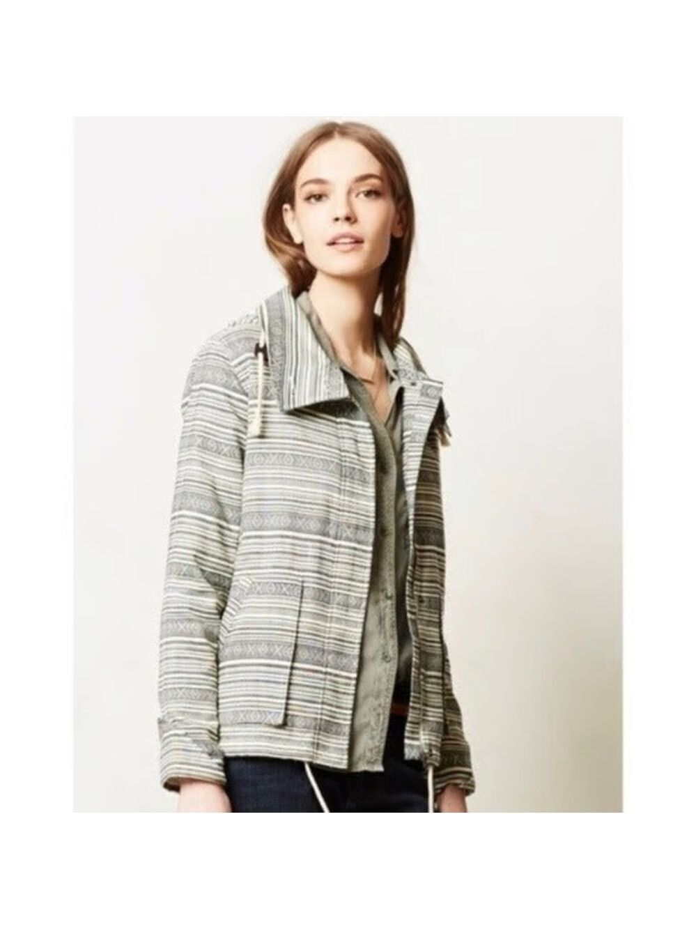 ANTHROPOLOGIE Capulet Women’s Fieldwalk Anorak Tribal Hooded Jacket Size Small
